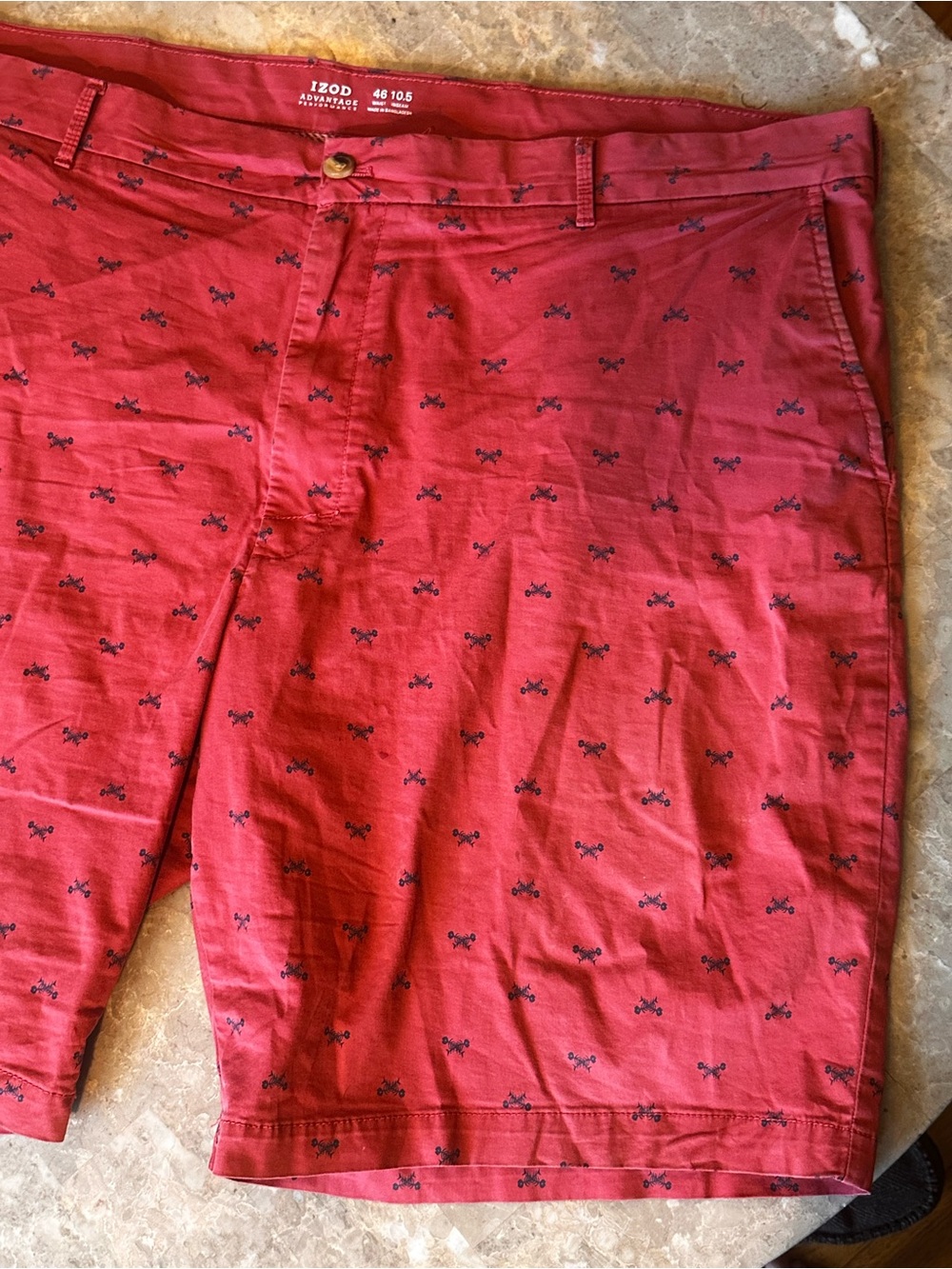 Izod Advantage Performance Burgundy Shorts with Striped Trim